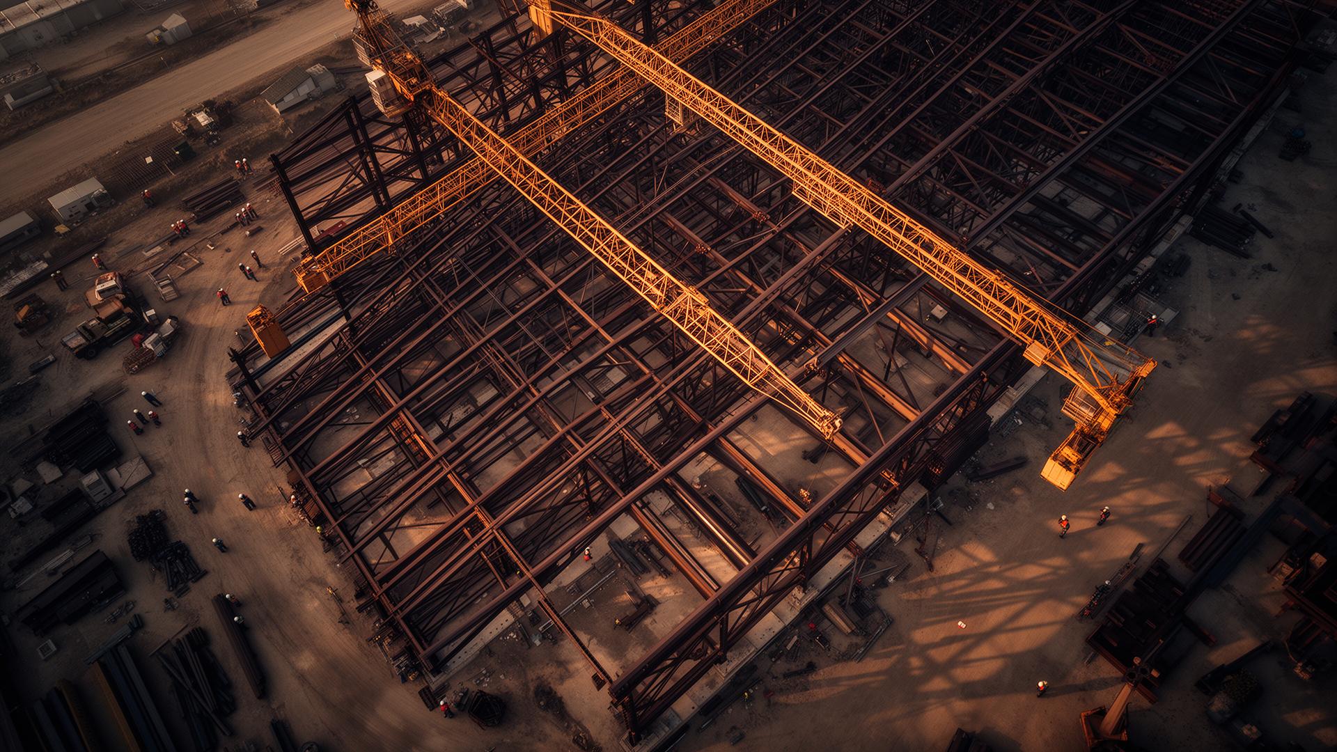 Aerial view of industrial construction site